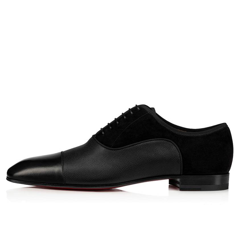 Men's Christian Louboutin Greggo Leather Dress Shoes - Black [6924-538]